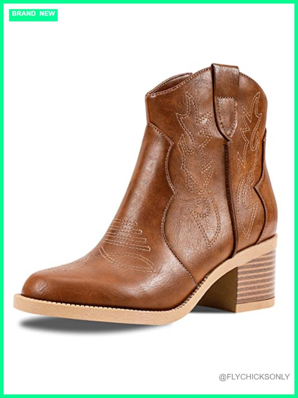 Women's Embroidered Western Cowboy Ankle Boots Round Toe Chunky Heel